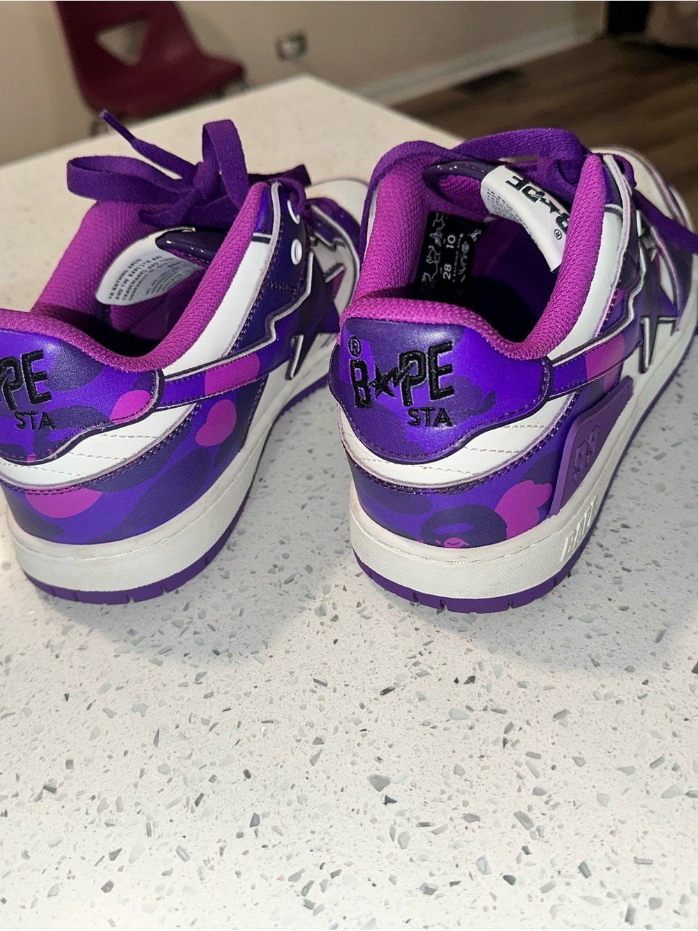 Bape Sta Purple & Pink Camo Low-Top Sneakers